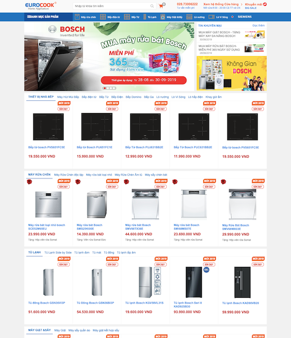 Thiết kế website điện máy Eurocook Sài Gòn