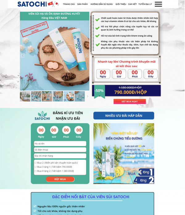 Website landing page thuốc tiểu đường